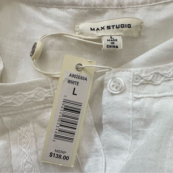 Max Studio Cotton White Dress Size Large NWT - Picture 11 of 11